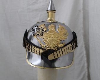 Steel German Pickelhaube Helmet: Imperial Prussian Spiked Armor
