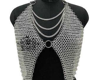 Chainmail Top, Anodized Aluminum Halter with 10 mm Butted Rings