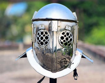 Capacete Provocador de Aço Macio: Armadura Cosplay de Reconstituição de Gladiador