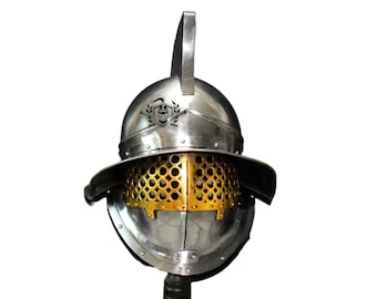 Capacete Gladiator Murmillo feito de aço macio para guerreiro de combate Gladiator Larp, Cosplay e reconstituição