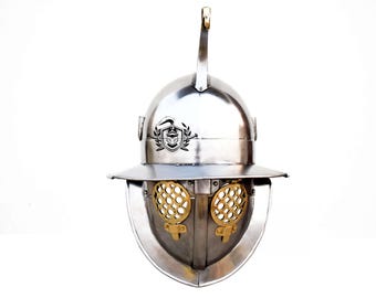Gladiator Hoplomachus Helmet: Mild Steel Combat Armor for LARP, Cosplay
