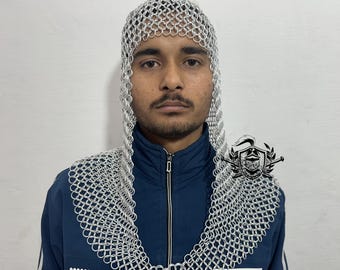 Chainmail Coif, 10 mm Aluminum Butted Chain mail Hood / Coif | Made with High Quality Material | Easter&#39;s Day Gift  , Mother&#39;s Day Gift |