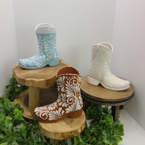 Vase Boot Talavera fait main - Art folklorique mexicain florero en argile