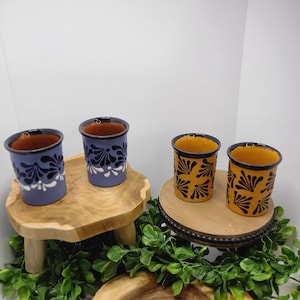Mexican barro cup - Engobe design / water cup / gift /Mexican cup / Terracotta / talavera inspired