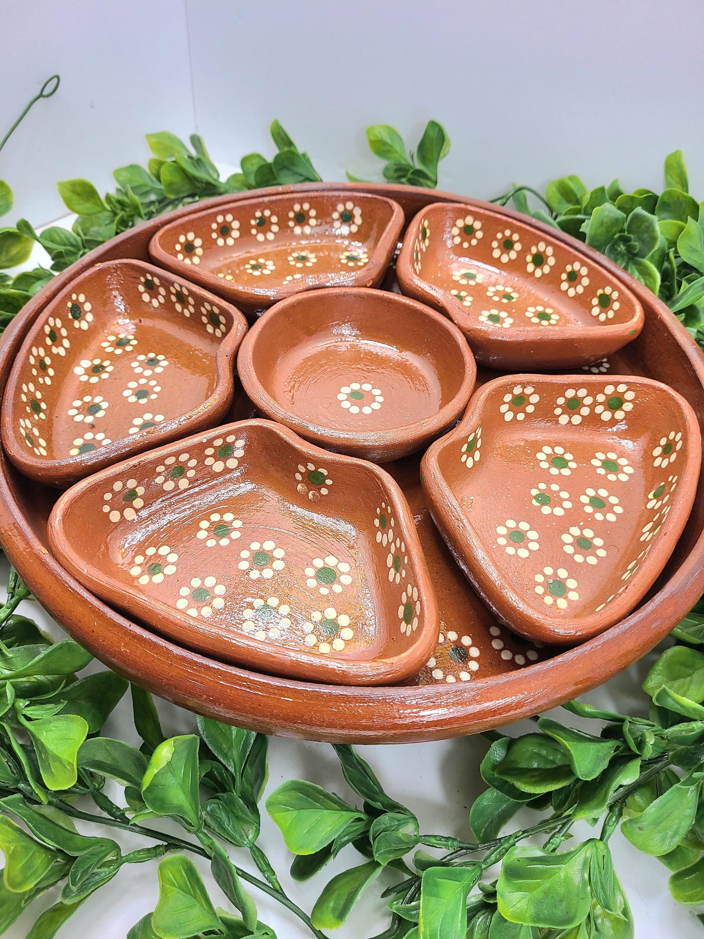 Beautiful vintage Tonalá pottery figure from Jalisco, Mexico  Antique Mexican Tonala Handmade Terra Cotta Pottery Small Stacking Tray main image 2