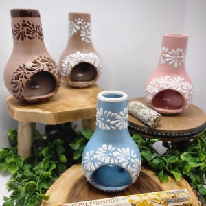 Talavera design clay incense chimenea/ Barro Mexicano diseño Talavera Chimney/ Handmade centerpiece, incienso,  Palo santo, good vibes