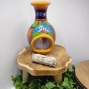 Talavera clay incense chimenea/ Barro Mexicano diseño Talavera Chimney/ Handmade centerpiece, incienso,  Palo santo, good vibes
