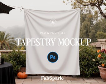 POD Banner Mockup, PSD Wandteppich Mockup, Photoshop Vertikaler Wandteppich Mockup, Smart Objekt Banner Mockup, Bachelorette Hintergrund Mockup