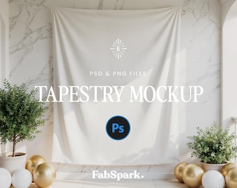 Photoshop Vertikaler Wandteppich Mockup, Minimales Wanddekor Mockup, POD Banner Mockup, Smart Objekt Banner Mockup, Bachelorette Hintergrund Mockup