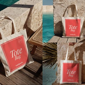 3 Canvas Tote Bag Mockups, Photoshop Tote Bag Mockups, PS Smart Object Tote Bag, Editable POD Tote Template, Woman Tote Bag Photoshop Mockup