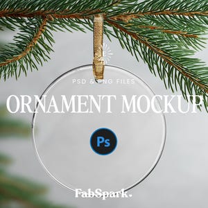 Acrylic Ornament Mockup, PSD Ornament Mockup, Round Acrylic Ornament Mockup, Transparent Ornament Mockup, Print on Demand Ornament PSD
