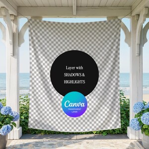 Elegant Tapestry Canva Mockup, POD Tapestry Mockup, Vertical Tapestry for Canva, Party Banner Canva Template, Canva Drag & Drop Mockup