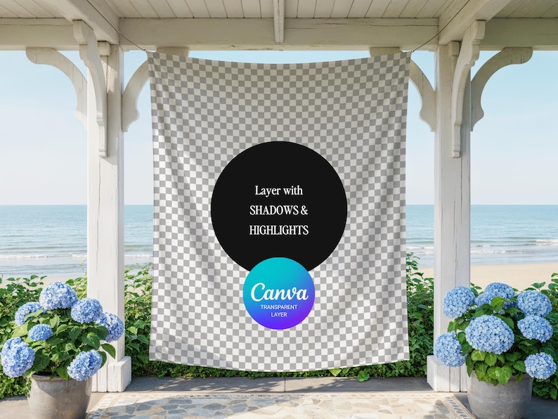 Elegant Tapestry Canva Mockup, POD Tapestry Mockup, Vertical Tapestry for Canva, Party Banner Canva Template, Canva Drag & Drop Mockup