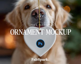 Heart Ornament Mockup, Ceramic Ornament Mockup, PSD Ornament Mockup, Ornament for Dogs Mockup, Smart Object PSD, POD Ornament Template
