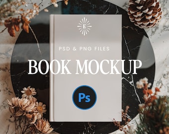 Hardcover Book Mockup: PSD & PNG, 3000x3000 px (Digital Download)