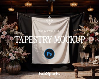 POD Banner Mockup, PSD Wandteppich Mockup, Photoshop Vertikaler Wandteppich Mockup, Smart Objekt Banner Mockup, Bachelorette Hintergrund Mockup
