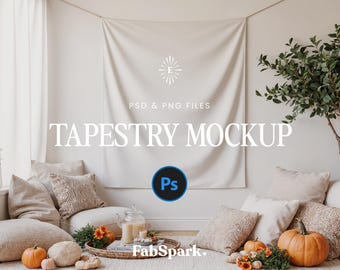 Interior Tapestry Mockup, PSD Vertical Banner, POD Tapestry Mockup, Bridal Shower Sign, Bachelorette Banner, Photoshop Mockup, Smart Object