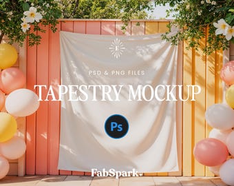 Photoshop Vertical Tapestry Mockup, Party Tapestry Mockup, POD Party Banner Mockup, Bachelorette Party Mockup, Bachelorette Backdrop Mockup