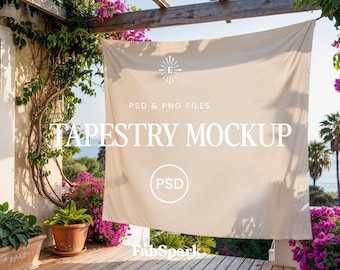 Outdoor Tapisserie Mockup, Horizontales Banner Mockup, Wandteppich Mockup, Bachelorette Schild Mockup, Smart Objekt Mockup, PSD Mockup Vorlage