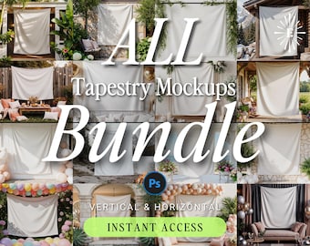 ALL Tapestry Mockups Bundle, Photoshop Editable Tapestry Bundle, PSD Banner Mockup Set, Blank PS Tapestry Mockup Pack, 85 Pod Banner Mockups