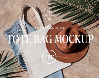 Editable Canvas Tote Bag Mockup: PS Smart Object (PSD & PNG)