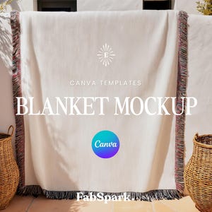 Woven Blanket Canva Mockup, POD Woven Blanket Mockup, Printify Woven Blanket for Canva, Throw Blanket Canva PNG, Canva Drag & Drop Mockup