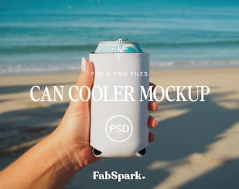 Can Cooler Mockup, POD Can Cooler Mockup, Blank Can Cooler Sleeve, Photoshop PSD Can Sleeve Mockup, Smart Object, Regular Can Template