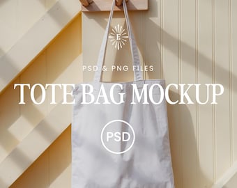 Photoshop Canvas Tote Bag Mockup, Blank Tote Bag Mockup, PS Smart Object Tote Bag, Editable POD Tote Template, White Tote Bag Mockup