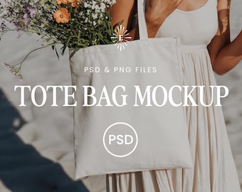 Canvas Tote Bag Mockup, Photoshop Tote Bag Mockup, PS Smart Object Tote Bag, Editable POD Tote Template, Woman Tote Bag Photoshop Mockup