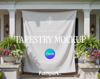 Vertical Tapestry Canva Mockup, POD Tapestry Mockup, Printify Tapestry for Canva, Party Banner Canva Template, Canva Drag & Drop Mockup