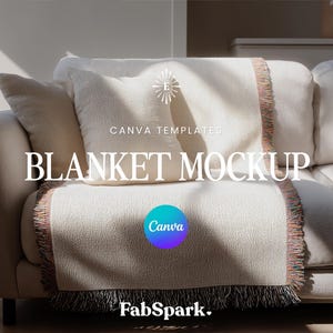 Woven Blanket Canva Mockup, POD Woven Blanket Mockup, Printify Woven Blanket for Canva, Throw Blanket Canva PNG, Canva Drag & Drop Mockup