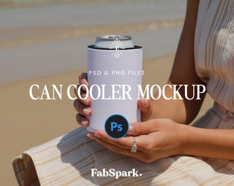 Can Cooler Mockup, POD Can Cooler Mockup, Blank Can Cooler Sleeve, Photoshop PSD Can Sleeve Mockup, Smart Object, Regular Can Template