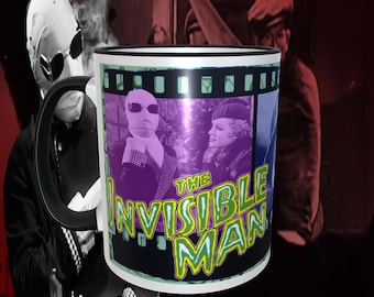 The Invisible Man 11oz Dishwasher Safe Coffee Mug, Black Inside, Black Handle
