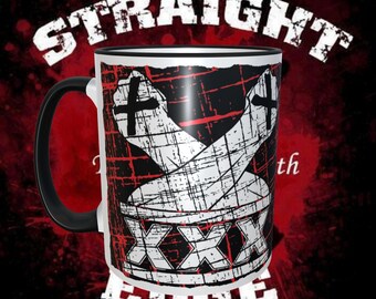 Tasse à café Punk 11 oz lavable au lave-vaisselle, intérieur noir, poignée noire