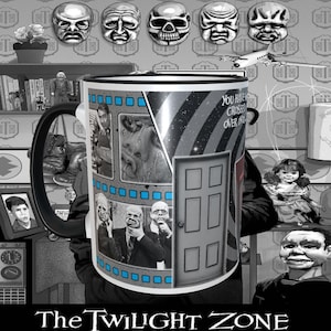 Twilight Zone Version #1,  11oz Dishwasher Safe Coffee Mug, Black Inside, Black Handle