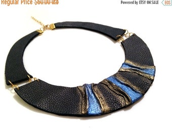 50% OFF SALE Stylish leather necklace. Leather jewelry. Elegant statement necklace.
