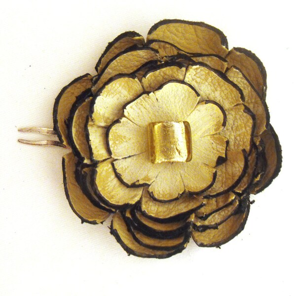 SALE Flower hair comb made from leather 1 pc