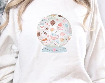 Snowglobe wintertrui, warme cacao gezellige feestelijke kleding, vakantietruien voor vrouwen, wintersweater, coquette esthetiek, cadeau voor haar