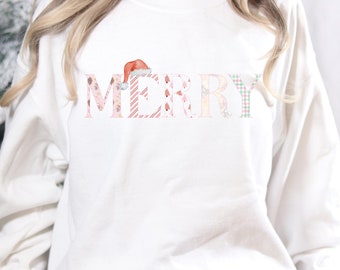 Klassieke Merry Christmas-sweaters voor vrouwen, vakantietrui, leuk kerstpatroon, cadeau voor haar, outfit kerstfeest, sweater met ronde hals