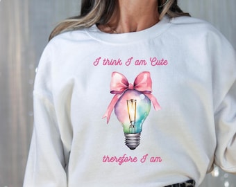 Coquette roze strik sweatshirt met ronde hals voor vrouwen, schattige coquette top voor haar, pastelkleurige esthetiek, roze lint cadeaus voor meisjes