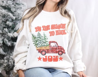 Vintage vrachtwagenkerstboomsweater: feestelijke vakantietrui