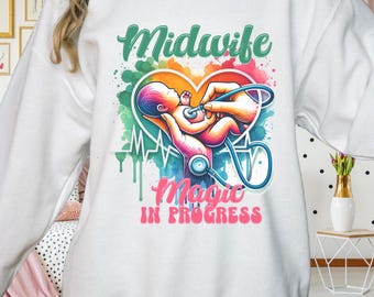 Vroedvrouwsweater: kleurrijke doula-trui, Labour & Delivery-trui