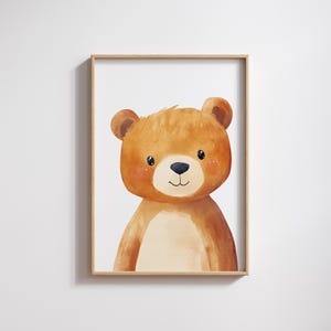 Cuadro infantil Póster infantil Oso, Póster A3 A4 Habitación infantil, Cuadros infantiles Bosque, Decoración de pared habitación infantil, Cuadro de oso habitación infantil, P10001