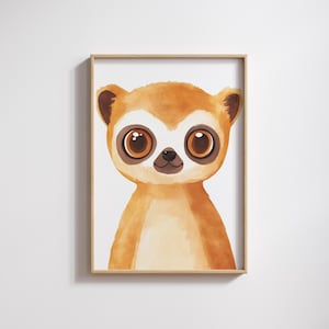 Cuadro infantil cartel infantil Lemur, descarga digital, cartel habitación infantil, decoración pared habitación infantil, habitación infantil Lemur P10010