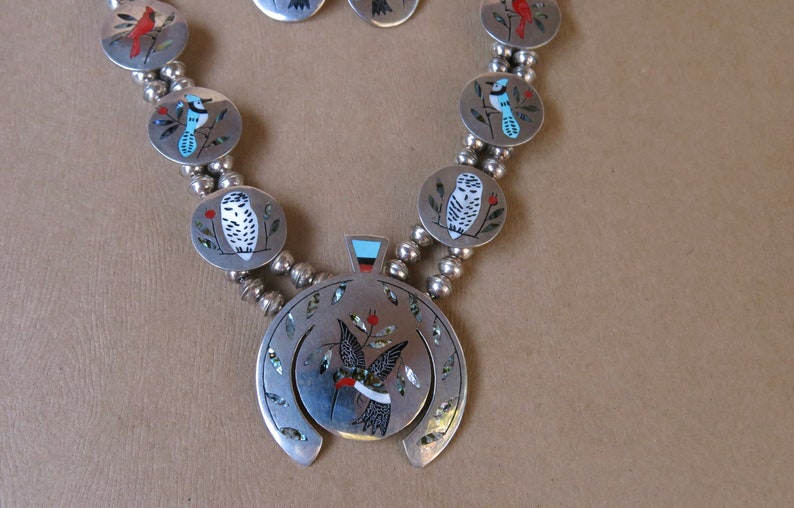 Remarkable Vintage Zuni Bird Necklace and Earrings Set D Etsy