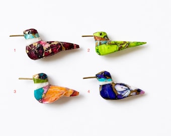 Hand Carved Hummingbird Fetish Beads, Dahlia Stone, Bird Carving, Zuni Style, Jewelry Making Supply, Southwest Bead