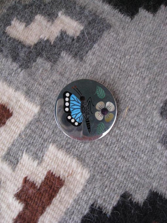 Zuni inlay butterfly pin pendant, Ruddell Nancy L… - image 1