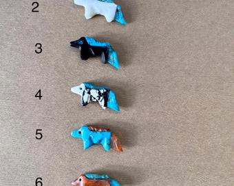 HorseBead Single Fetish - Jet, Turquoise, Apple Coral, White Buffalo, Marble; Hand-carved Horse Fetish Beads
