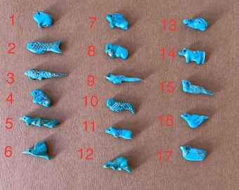 Hand Carved Turquoise Animal Fetish Beads, Smaller Size
