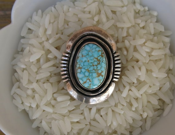 One Of The Biggest Native American #8 Turquoise Sterling Silver Lizard Ring One Of The Biggest Native American #8 Turquoise Sterling Silver Lizard Ring